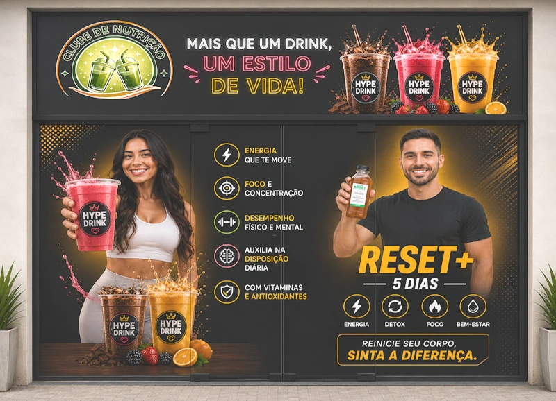 Fachada comercial moderna para Clube de Nutrição