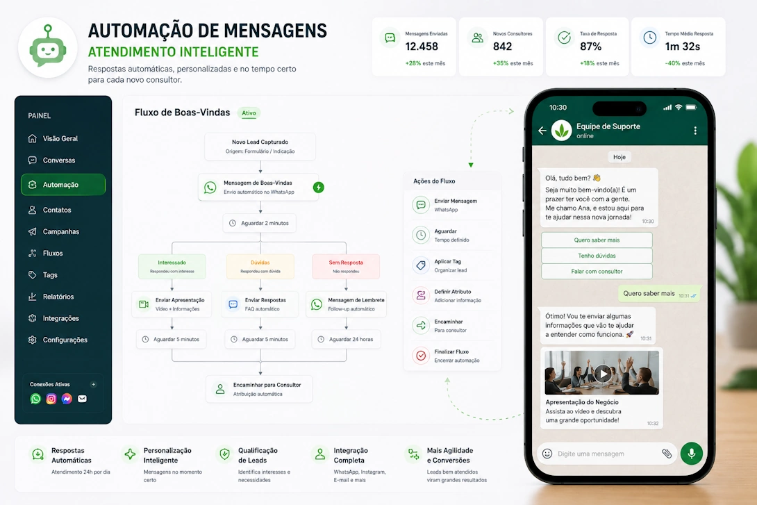 Automação de mensagens para novos consultores