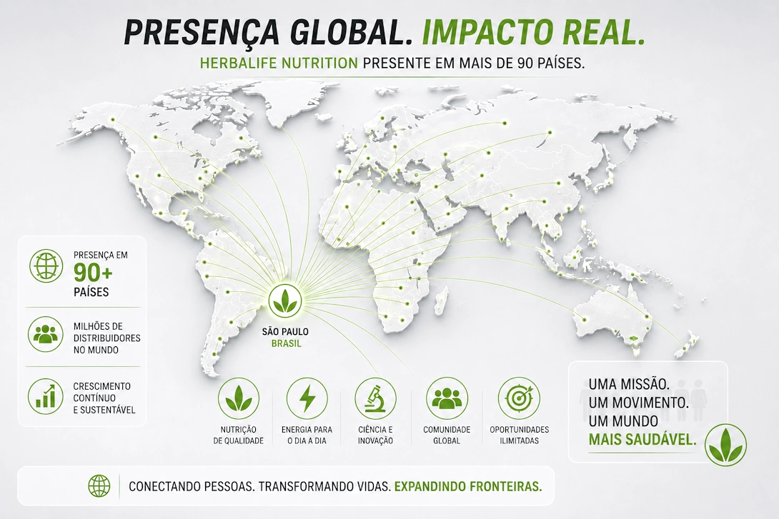 Mapa global da Herbalife para expansão de rede internacional