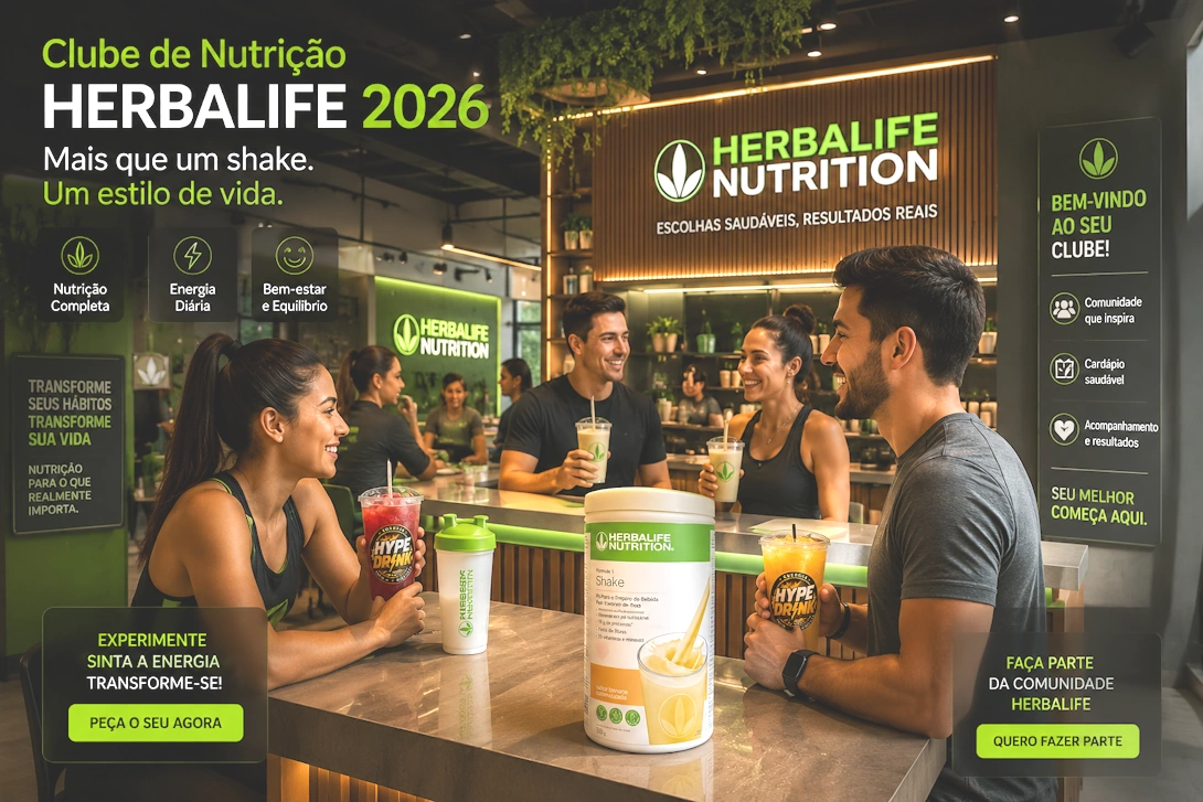 Layout moderno de um Clube de Nutrição Herbalife 2026